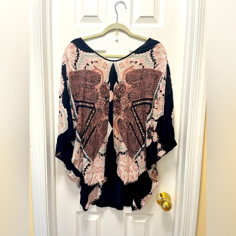 Victoria’s Secret, Black and Pink Bling, Butterfly Cover-Up Tunic, Size XS